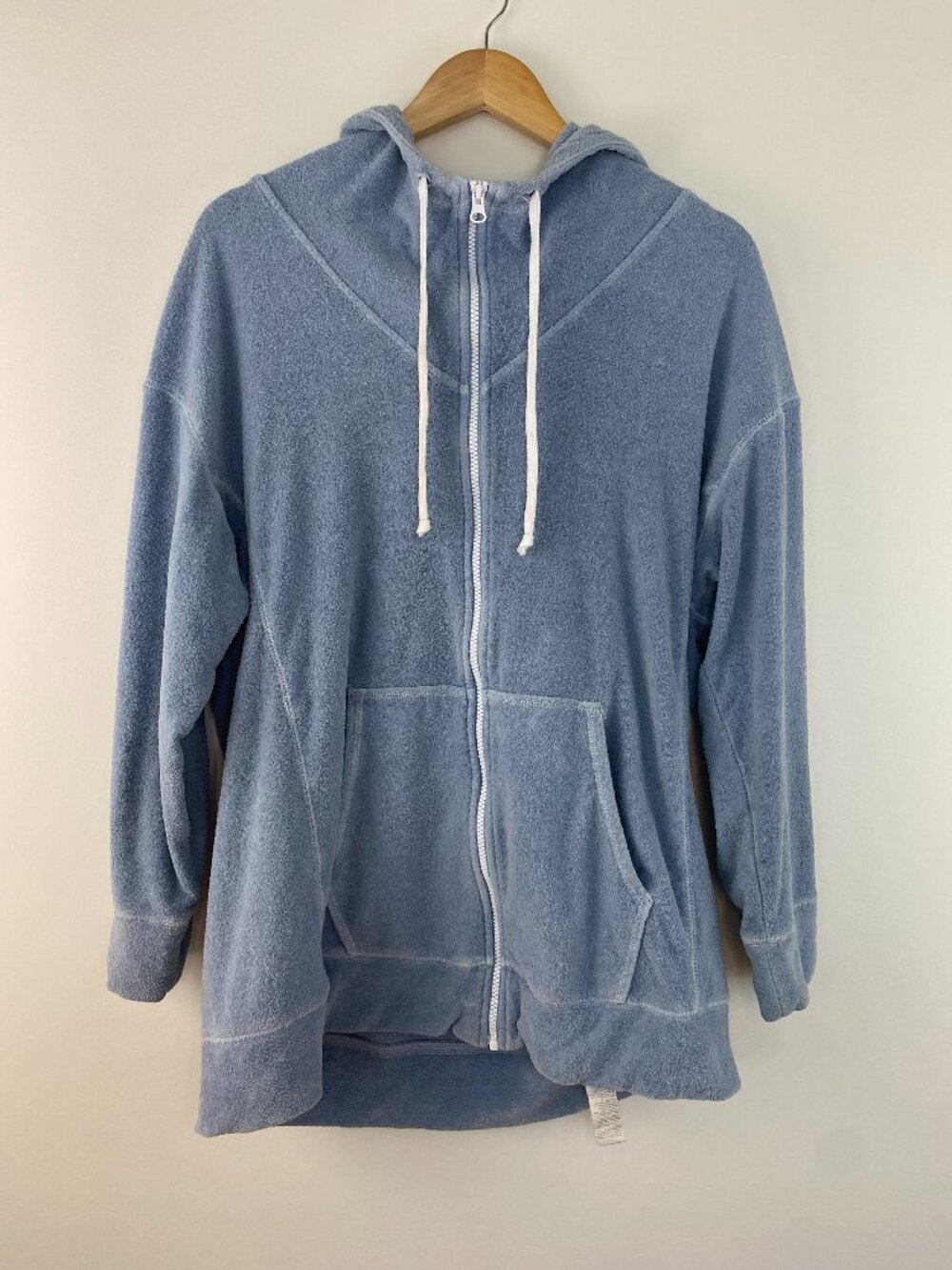 Fabletics Blue Plush Terry Cloth Full Zip Oversized Hoodie Jacket | Small